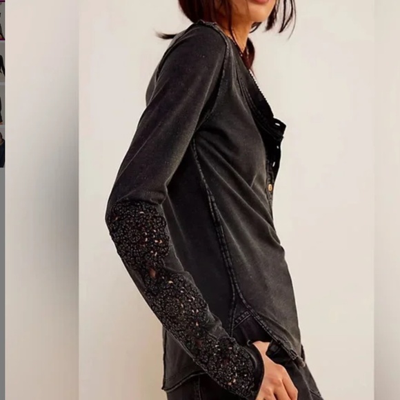 We The Free Our Song Henley Cuff in Mineral Black sz M NWOT $78R - Picture 6 of 6